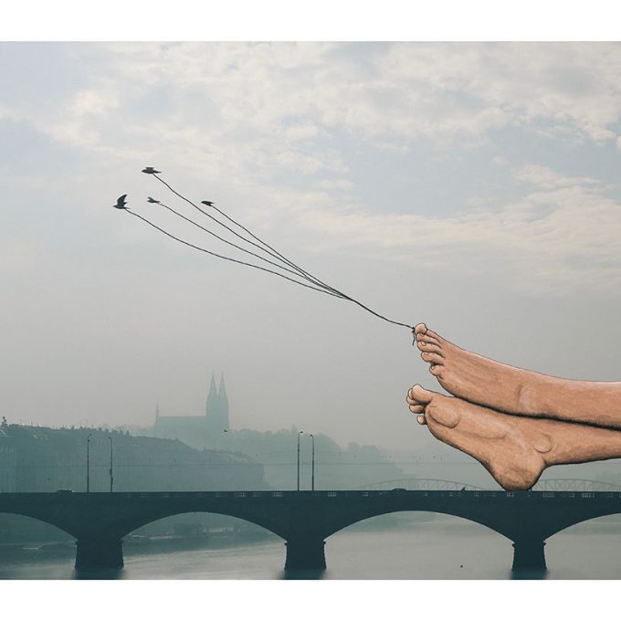 Print - Nohy na mostě